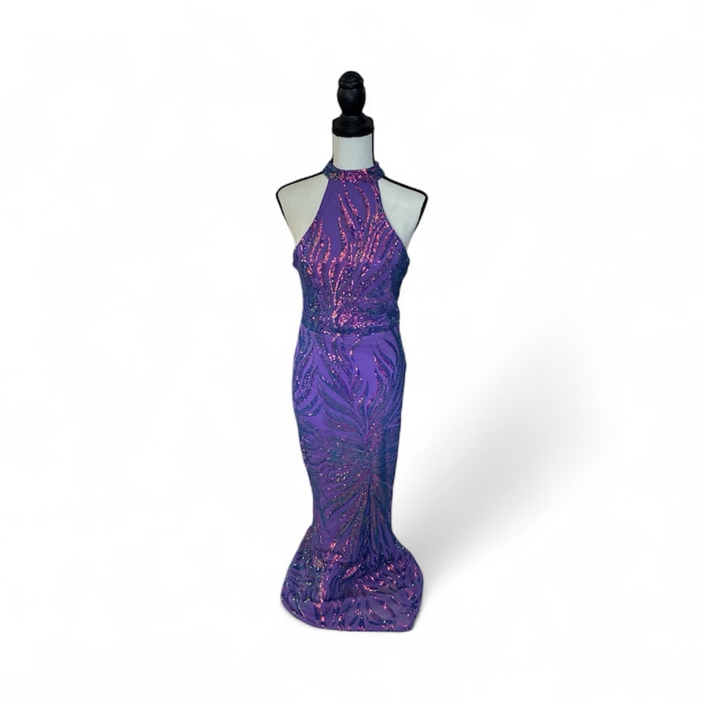 Elegant Purple Sequin Prom Dress